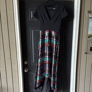 Badgley Mischka high low dress